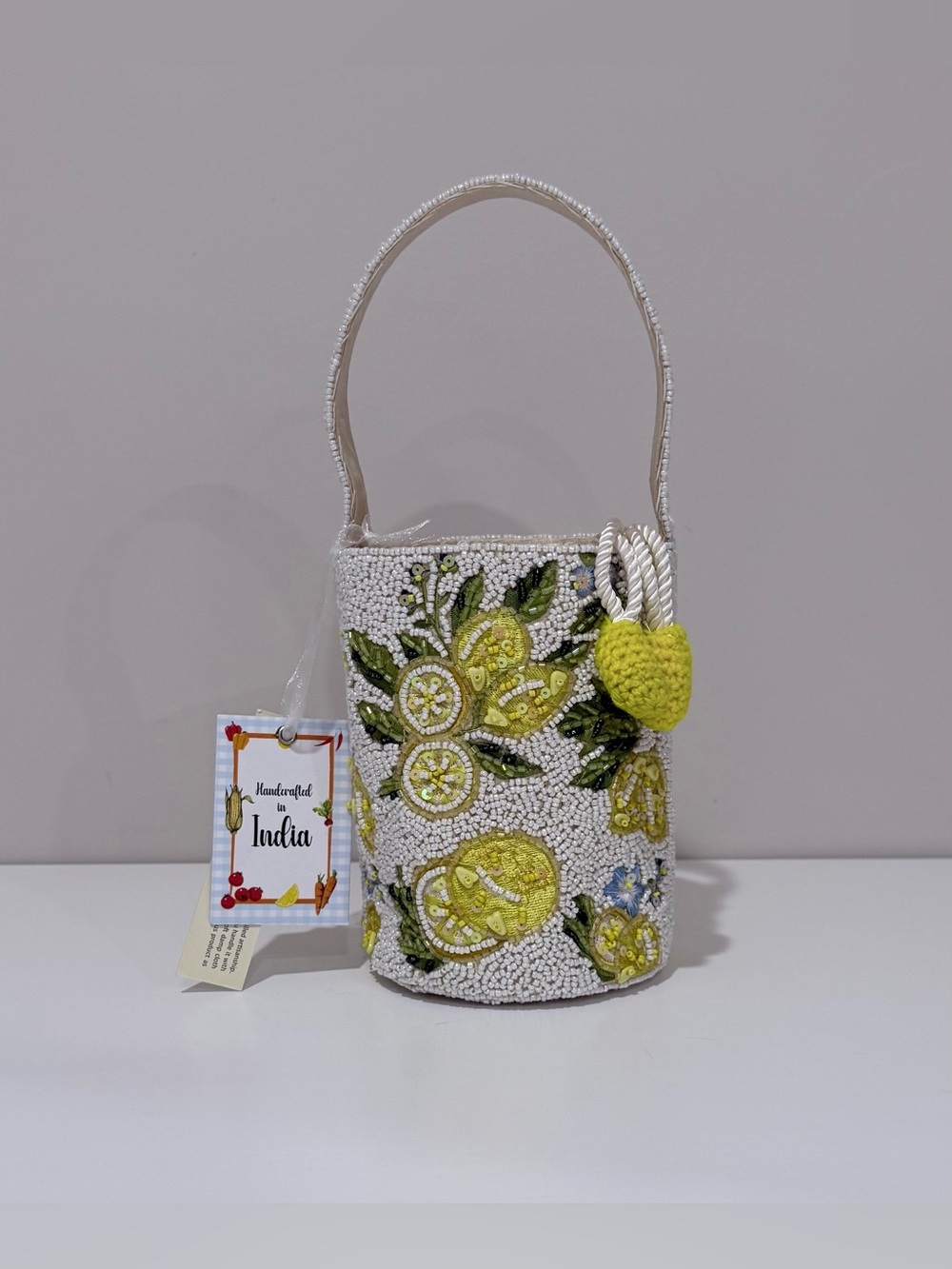 NWT Viral Beaded Lemon Bucket Bag Made In India